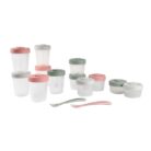 1e hapjes complete set van 12 Clipporties incl. 2 lepeltjes - eucalyptus - Beaba