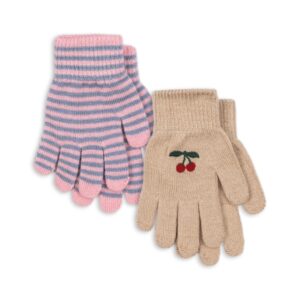2 Pack Filla Gloves - Cherry/Stripe - Konges Slojd