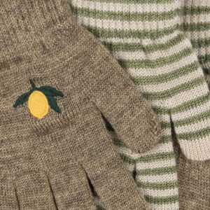 2 Pack Filla Gloves - Lemon/Stripe - Konges Slojd 2 Pack Filla Gloves - Lemon/Stripe - Konges Slojd