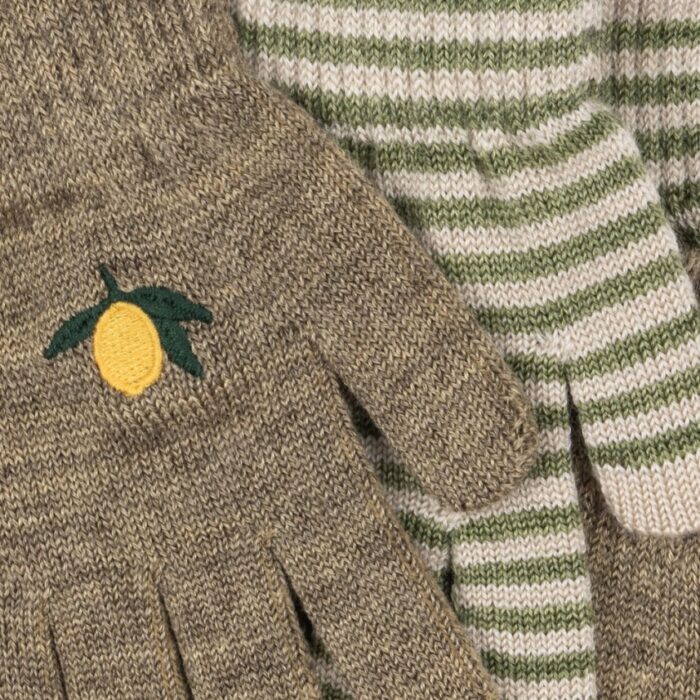 2 Pack Filla Gloves - Lemon/Stripe - Konges Slojd