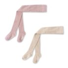 2 Pack Rib Glitter Tights - Rose/Off White - Konges Slojd