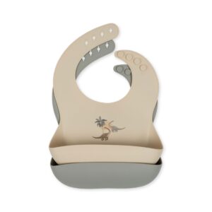 2 Pack Silicone Bib - Dino - Konges Slojd