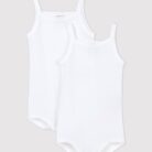 2 pack babybody zonder mouwen - wit - Petit Bateau