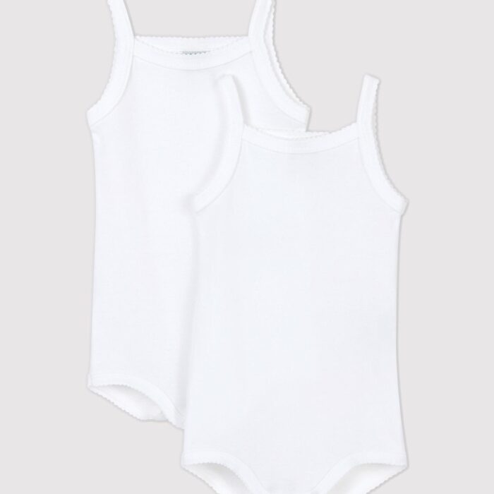 2 pack babybody zonder mouwen - wit - Petit Bateau 2 pack babybody zonder mouwen - wit - Petit Bateau