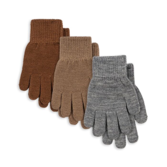 3 Pack Filla Gloves - Grey Melange/Beige/Brown - Konges Slojd 3 Pack Filla Gloves - Grey Melange/Beige/Brown - Konges Slojd