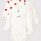 3 body's lange mouwen - Hartjesprint - Petit Bateau