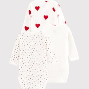 3 body's lange mouwen - Hartjesprint - Petit Bateau 3 body's lange mouwen - Hartjesprint - Petit Bateau