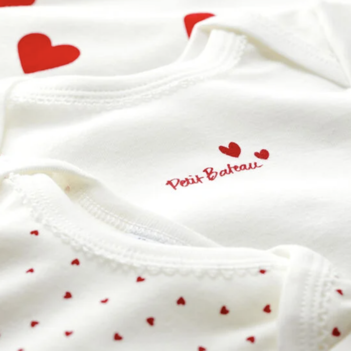 3 body's lange mouwen - Hartjesprint - Petit Bateau