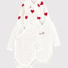 3 body's lange mouwen - Hartjesprint - Petit Bateau