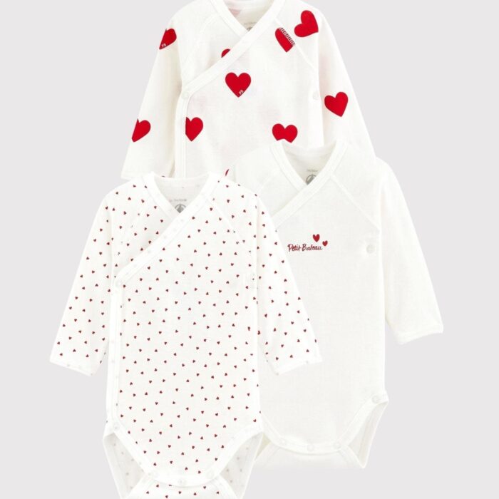 3 body's lange mouwen - Hartjesprint - Petit Bateau