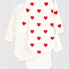 3 body's lange mouwen - Hartjesprint - Petit Bateau