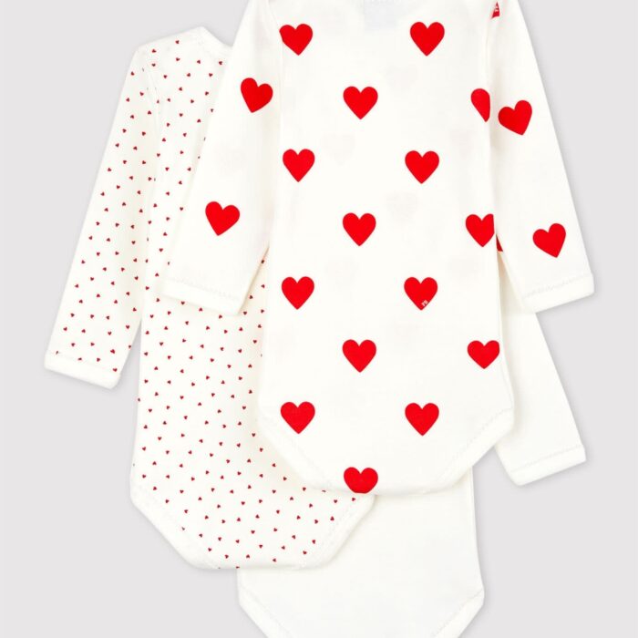 3 body's lange mouwen - Hartjesprint - Petit Bateau