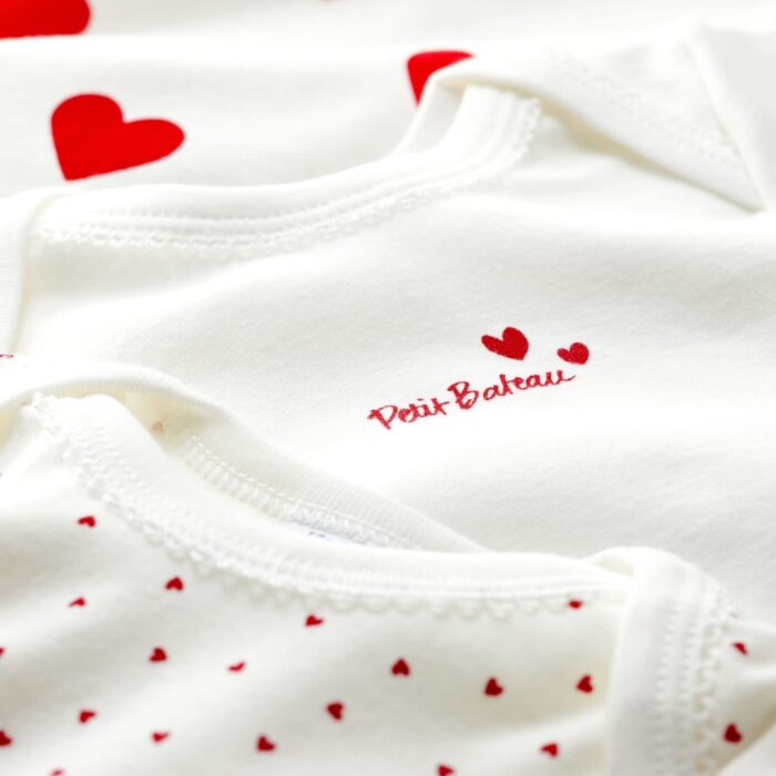 3 body's lange mouwen - Hartjesprint - Petit Bateau