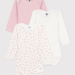 3 body's lange mouwen - Soft Hearts - Petit Bateau
