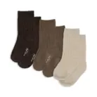 3 pack rib socks - Sand/Hazel/Shitake - Konges Slojd