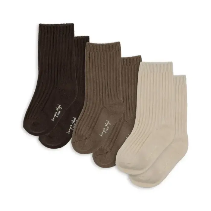 3 pack rib socks - Sand/Hazel/Shitake - Konges Slojd 3 pack rib socks - Sand/Hazel/Shitake - Konges Slojd