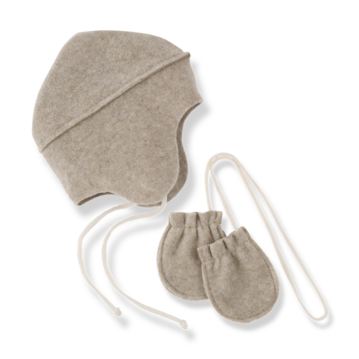 Albi Beanie & Mittens - Beige - 1+ In The Family Albi Beanie & Mittens - Beige - 1+ In The Family