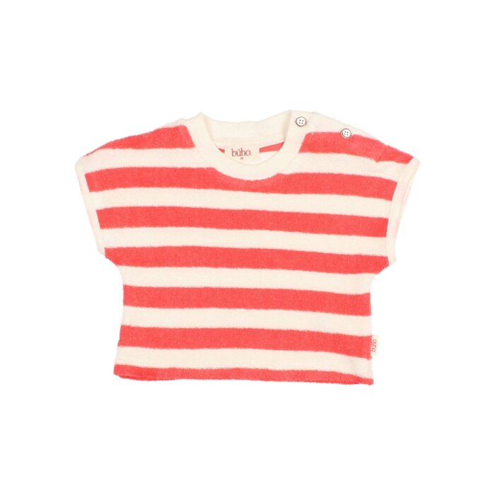 BB Terry Stripes T-Shirt - Coral - Buho BB Terry Stripes T-Shirt - Coral - Buho