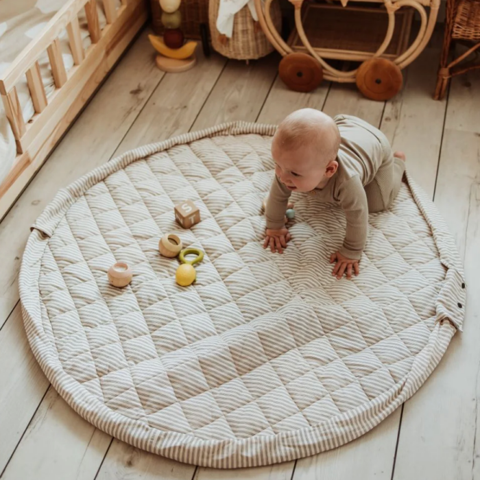 Babymat & Opbergzak - Organic Soft - Stripes Blue - Play & Go