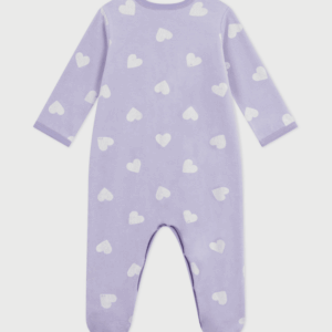 Babypyjama Velours - Lila Heart - Petit Bateau