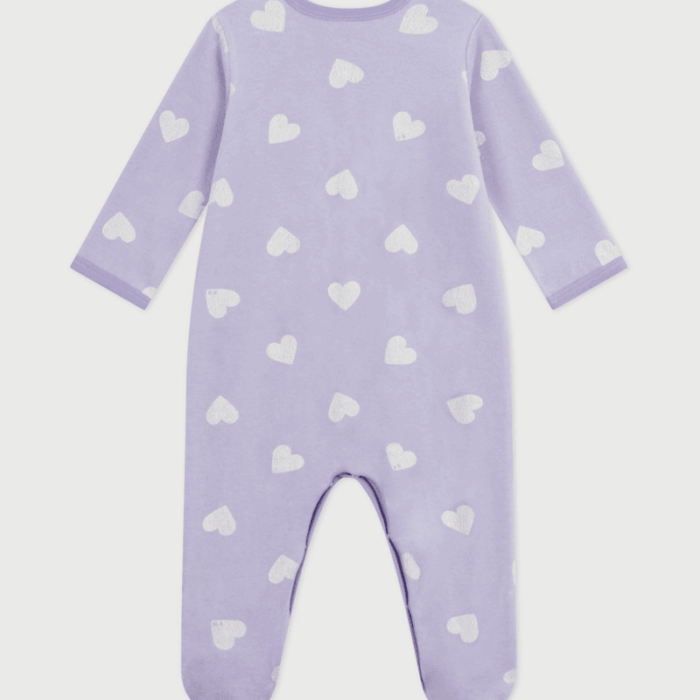 Babypyjama Velours - Lila Heart - Petit Bateau Babypyjama Velours - Lila Heart - Petit Bateau