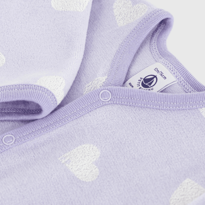 Babypyjama Velours - Lila Heart - Petit Bateau Babypyjama Velours - Lila Heart - Petit Bateau