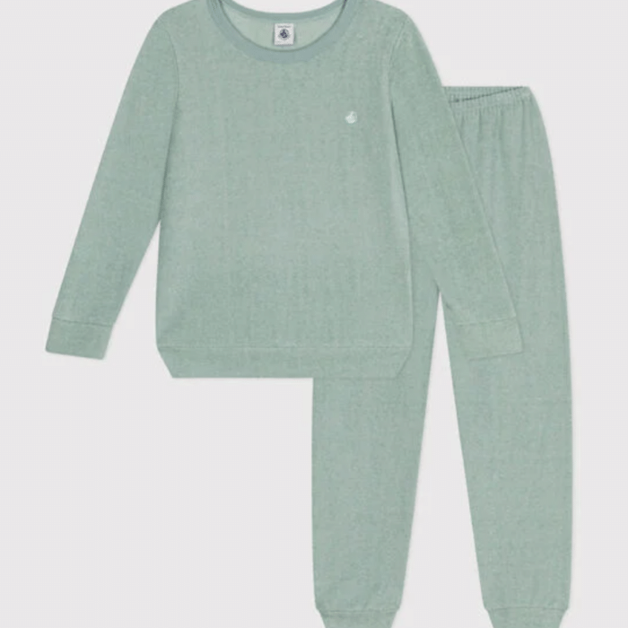 Badstoffen Pyjama 2 stuks - Green - Petit Bateau Badstoffen Pyjama 2 stuks - Green - Petit Bateau