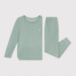Badstoffen Pyjama 2 stuks - Green - Petit Bateau Badstoffen Pyjama 2 stuks - Green - Petit Bateau