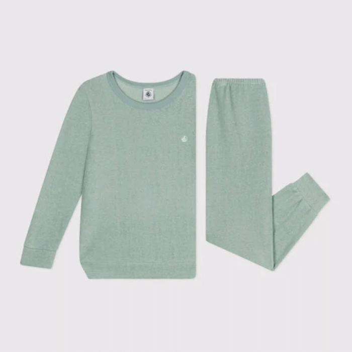 Badstoffen Pyjama 2 stuks - Green - Petit Bateau Badstoffen Pyjama 2 stuks - Green - Petit Bateau