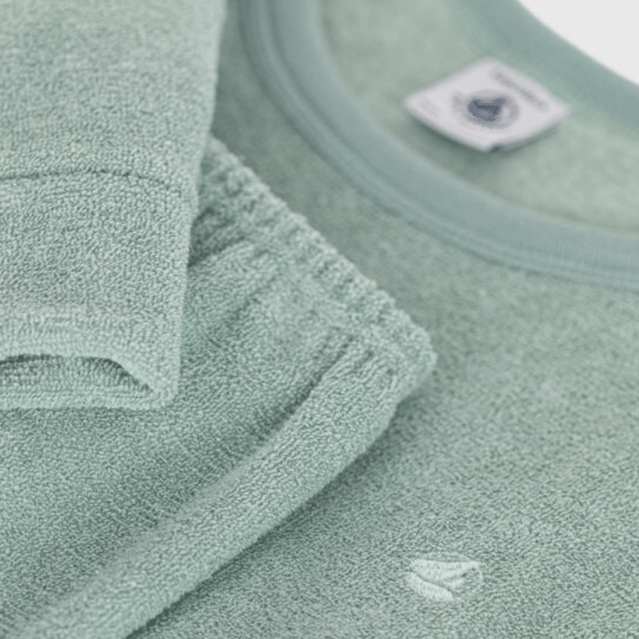 Badstoffen Pyjama 2 stuks - Green - Petit Bateau Badstoffen Pyjama 2 stuks - Green - Petit Bateau