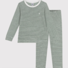 Badstoffen Pyjama 2 stuks - Green Stripes - Petit Bateau