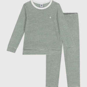 Badstoffen Pyjama 2 stuks - Green Stripes - Petit Bateau