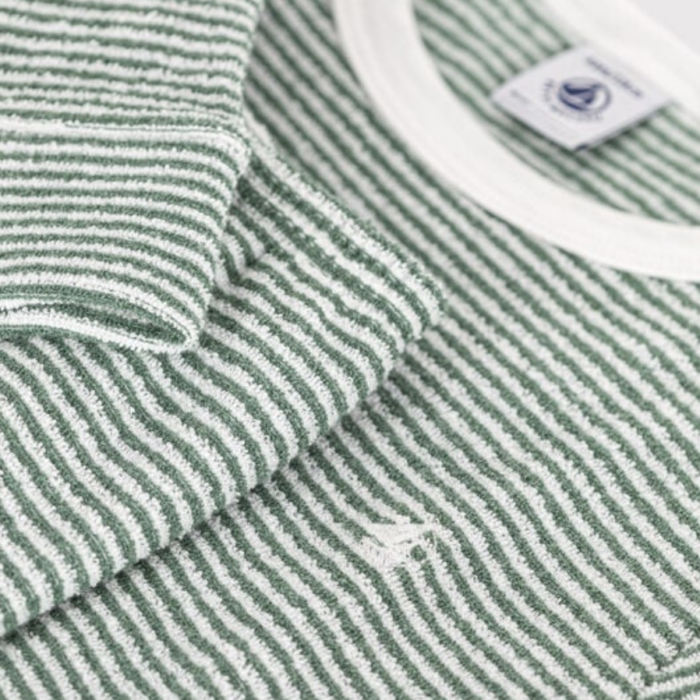 Badstoffen Pyjama 2 stuks - Green Stripes - Petit Bateau