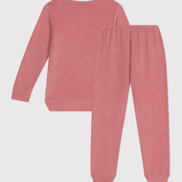 Badstoffen Pyjama 2 stuks - Rosewood - Petit Bateau Badstoffen Pyjama 2 stuks - Rosewood - Petit Bateau