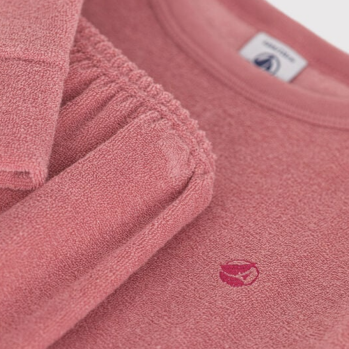 Badstoffen Pyjama 2 stuks - Rosewood - Petit Bateau Badstoffen Pyjama 2 stuks - Rosewood - Petit Bateau