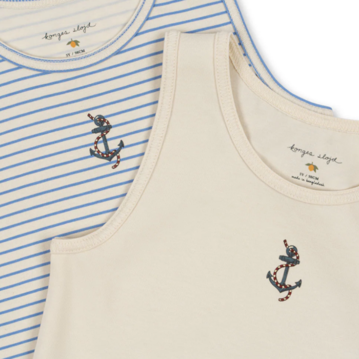 Basic 2 Pack Tanktop Gots - Stripe Provence Mix - Konges Slojd Basic 2 Pack Tanktop Gots - Stripe Provence Mix - Konges Slojd