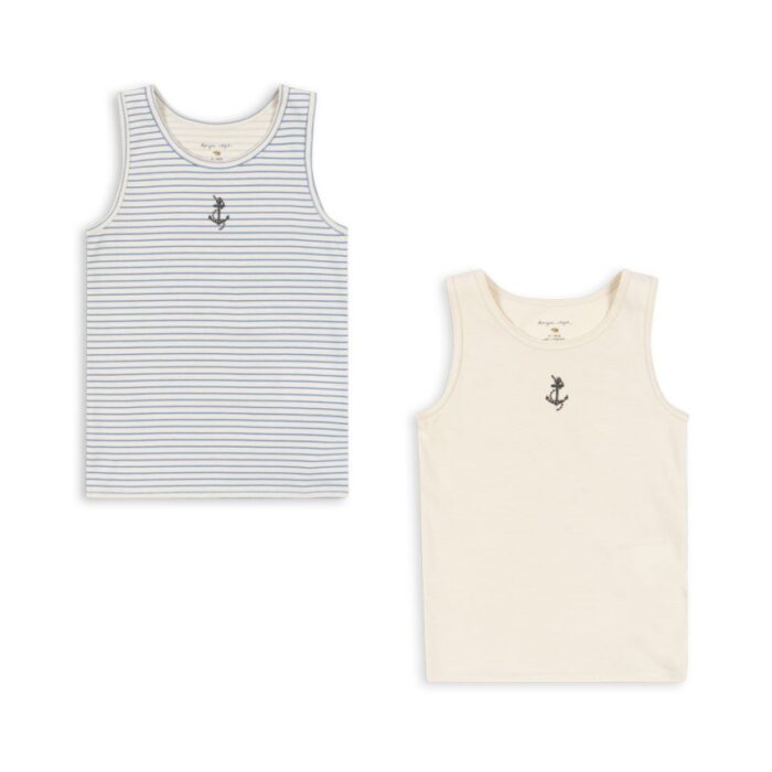 Basic 2 Pack Tanktop Gots - Stripe Provence Mix - Konges Slojd Basic 2 Pack Tanktop Gots - Stripe Provence Mix - Konges Slojd