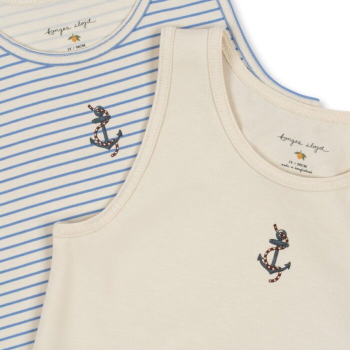 Basic 2 Pack Tanktop Gots - Stripe Provence Mix - Konges Slojd Basic 2 Pack Tanktop Gots - Stripe Provence Mix - Konges Slojd
