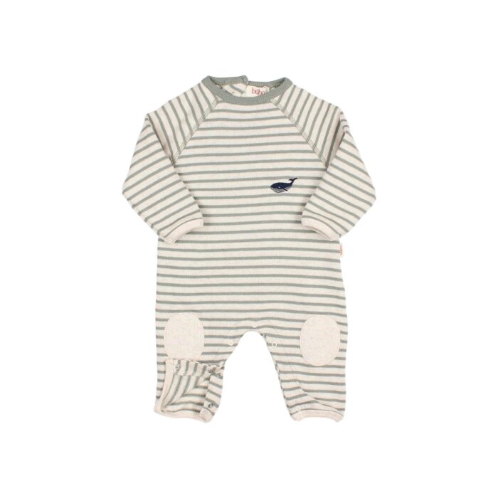 Bebe Soft Stripes Jumpsuit - Eucalyptus - Buho