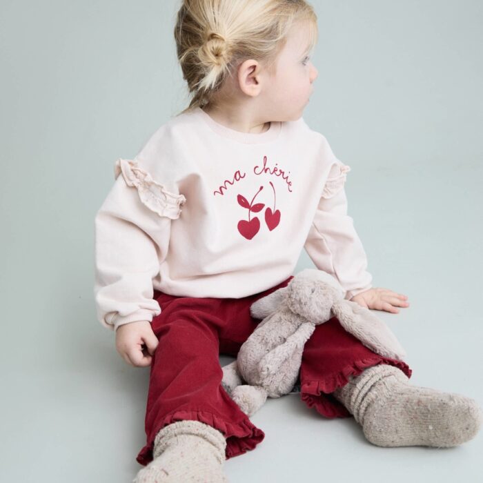 Bebe Soft Velour Pants - Cherry - Buho Bebe Soft Velour Pants - Cherry - Buho