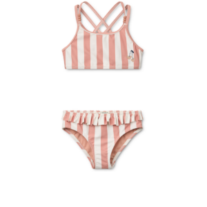 Belle Stripe Bikini - Coral blush / creme de la creme stripe - Liewood