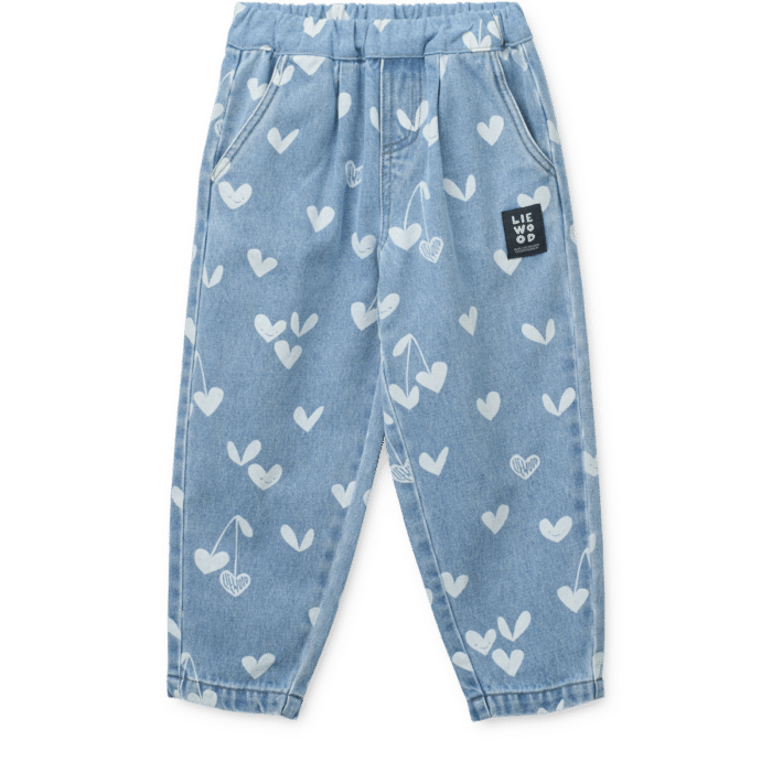 Borris Printed Denim Pants - Sweethearts / light blue denim - Liewood Borris Printed Denim Pants - Sweethearts / light blue denim - Liewood