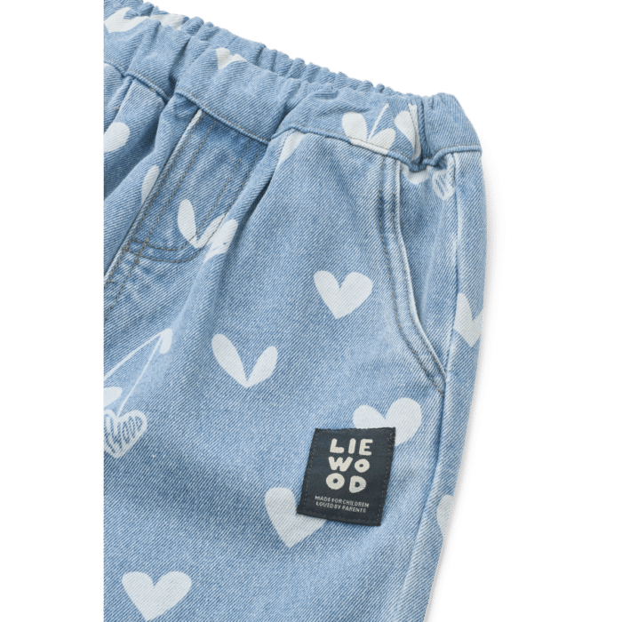 Borris Printed Denim Pants - Sweethearts / light blue denim - Liewood Borris Printed Denim Pants - Sweethearts / light blue denim - Liewood