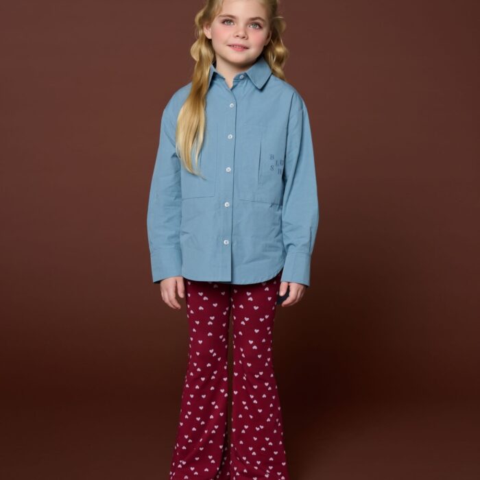 Bowie Flared Pants - Hearts AOP − Petit Blush Bowie Flared Pants - Hearts AOP − Petit Blush