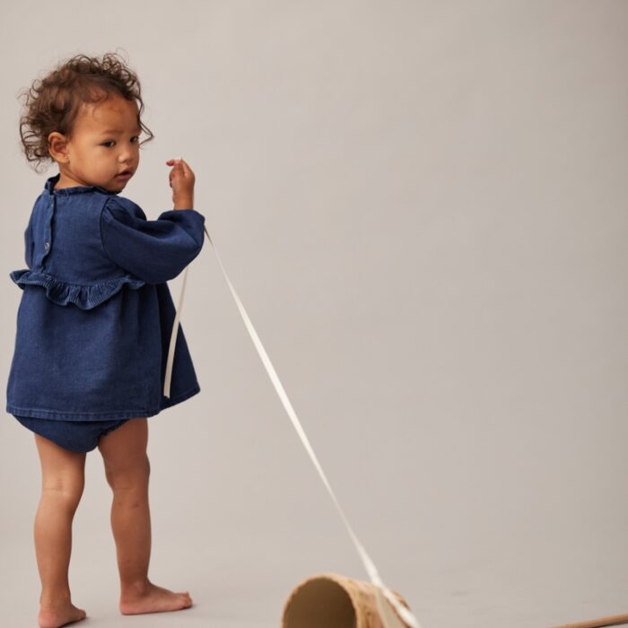Dobby Denim Dress - My Little Cozmo Dobby Denim Dress - My Little Cozmo