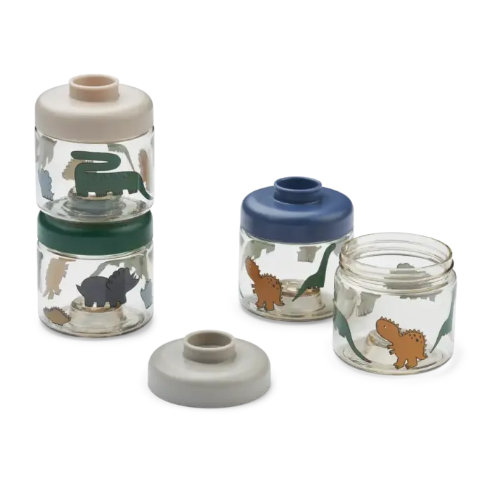 Dominique Baby Food Tritan Boxes 4-Pack - Dinosaurs / Mist - Liewood