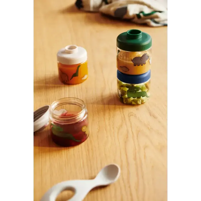 Dominique Baby Food Tritan Boxes 4-Pack - Dinosaurs / Mist - Liewood