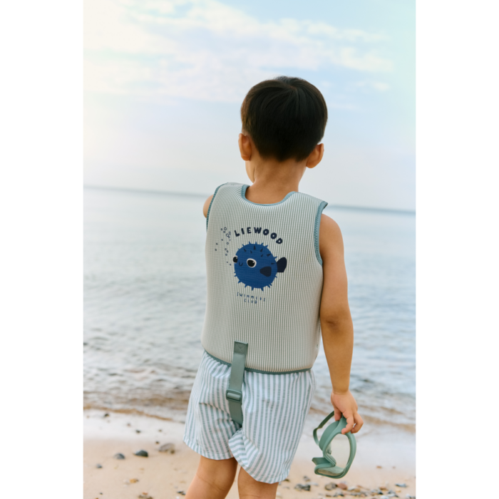 Dove Seersucker Swim Vest - Peppermint / Sandy - Liewood