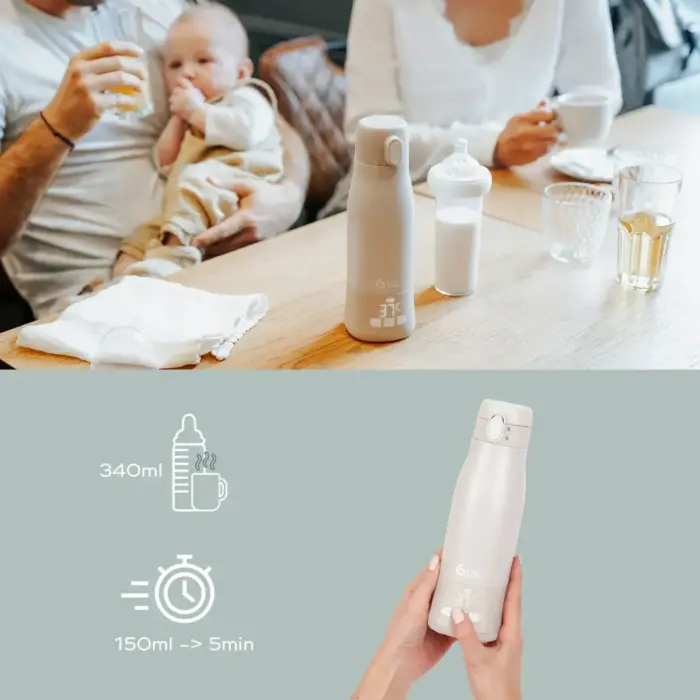 Draagbare flessenwarmer Moov & Feed - Sand - Babymoov