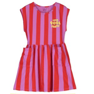Dress - Lotie Pool Party Red Stripes Magenta - Lotiekids